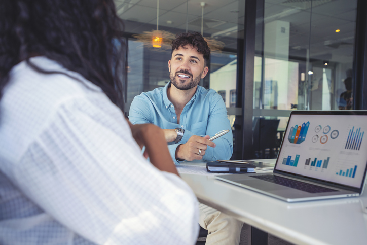 A candidate interviews for a role as an insurance claims manager at a restoration company.