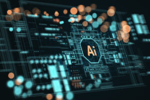 The word AI in the middle of a board of restoration data