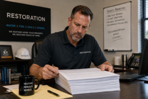 Contractor reviewing IICRC standards